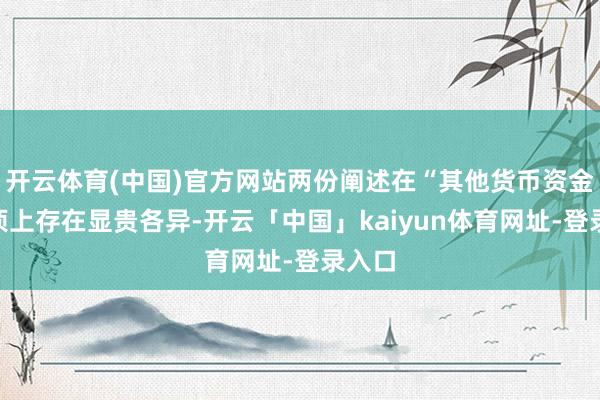 开云体育(中国)官方网站两份阐述在“其他货币资金”一项上存在