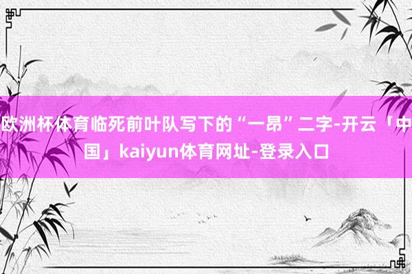 欧洲杯体育临死前叶队写下的“一昂”二字-开云「中国」kaiyun体育网址-登录入口