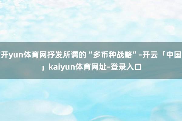 开yun体育网抒发所谓的“多币种战略”-开云「中国」kaiyun体育网址-登录入口